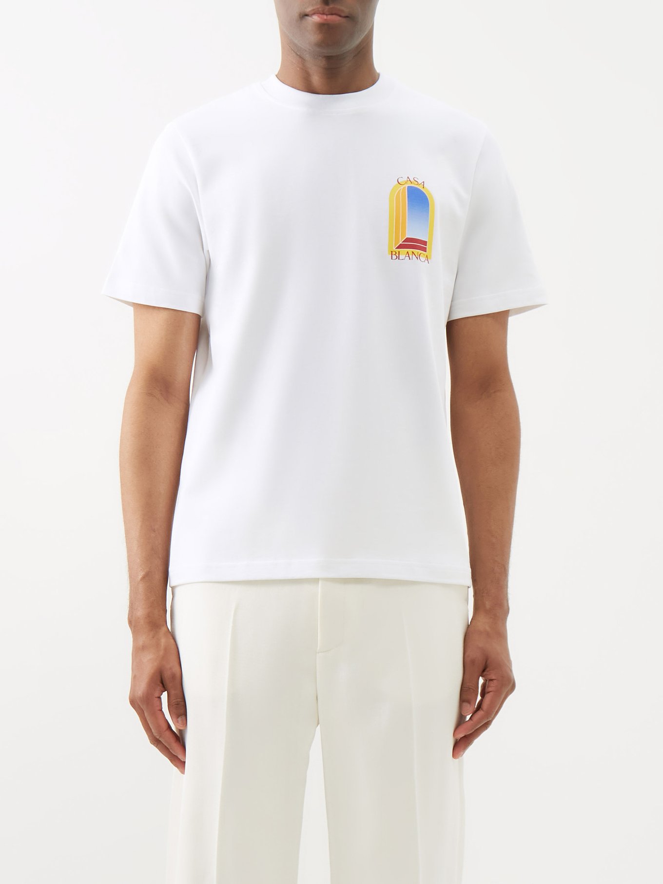 White Logo-print organic-cotton T-shirt | Casablanca | MATCHESFASHION US