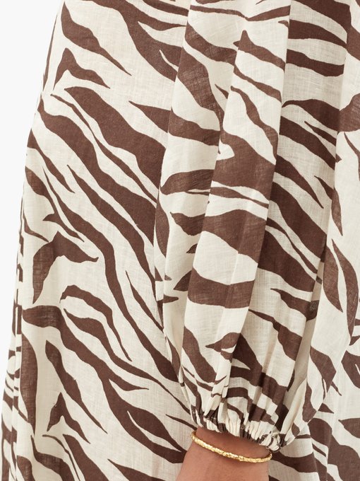 Fiesta zebra-print linen midi dress | Zimmermann | MATCHESFASHION US