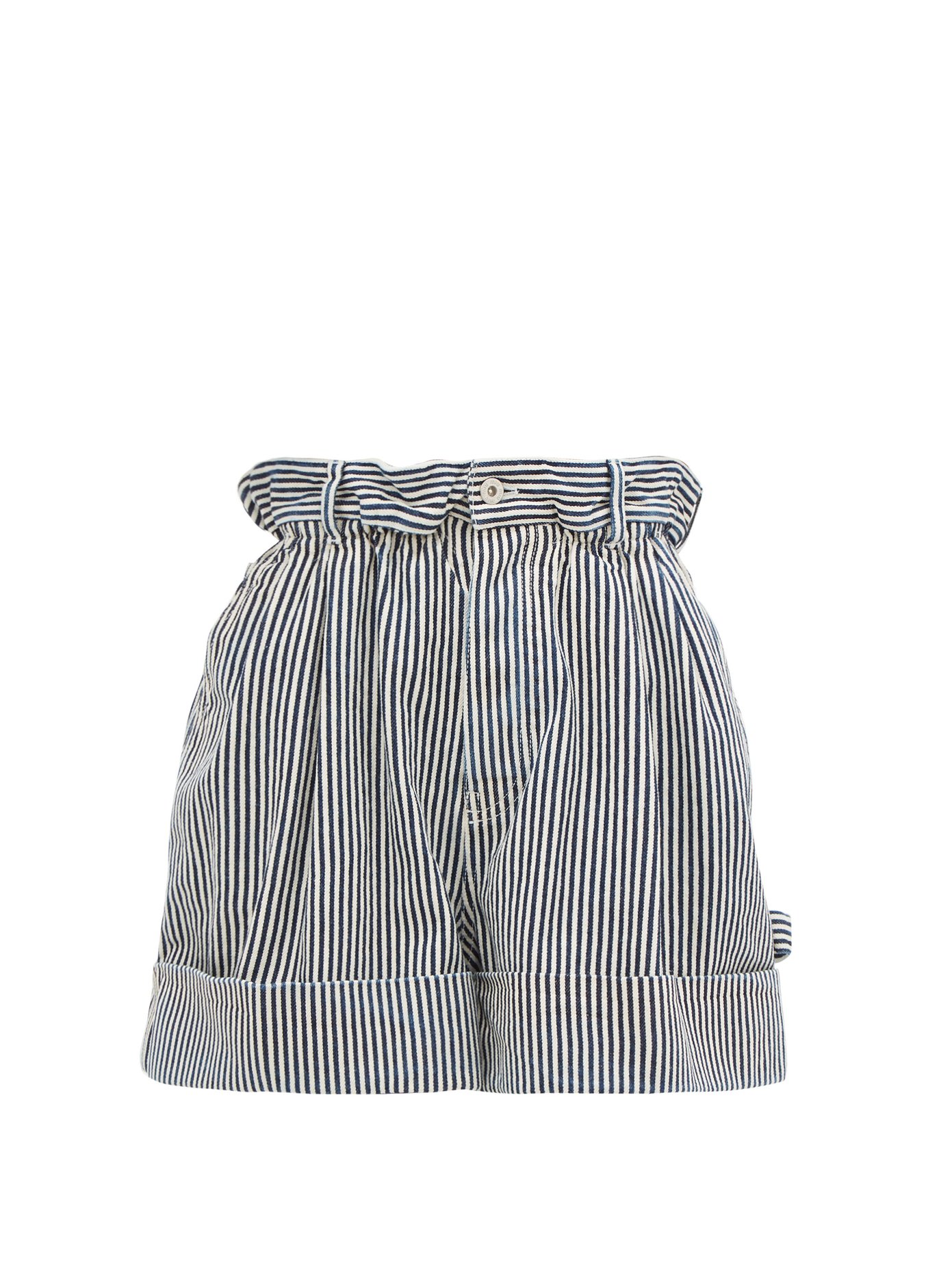 striped denim shorts