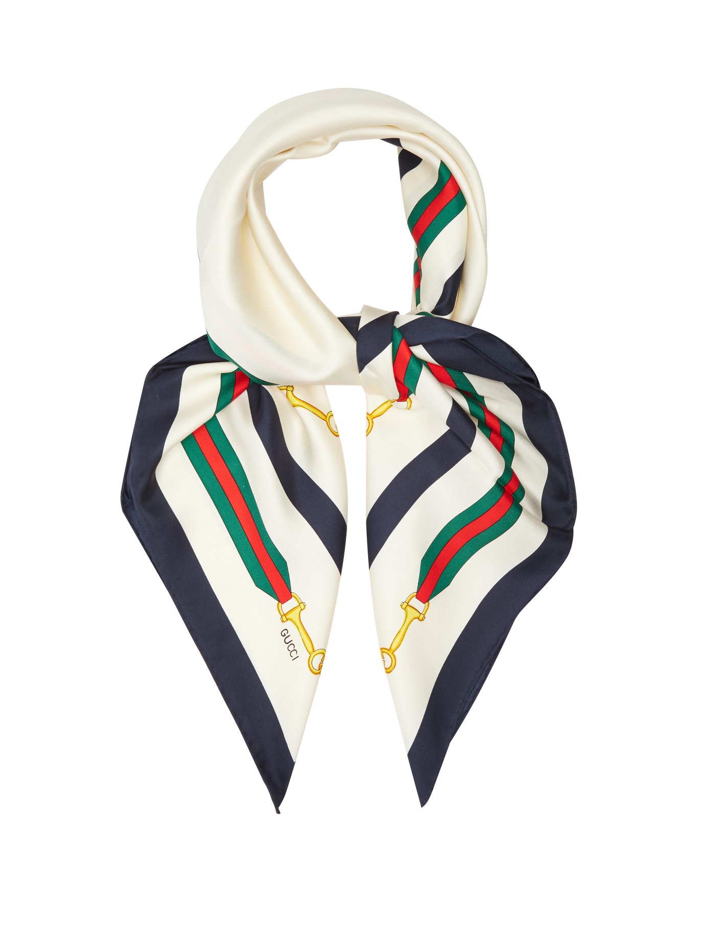 Horsebit-print silk scarf | Gucci 