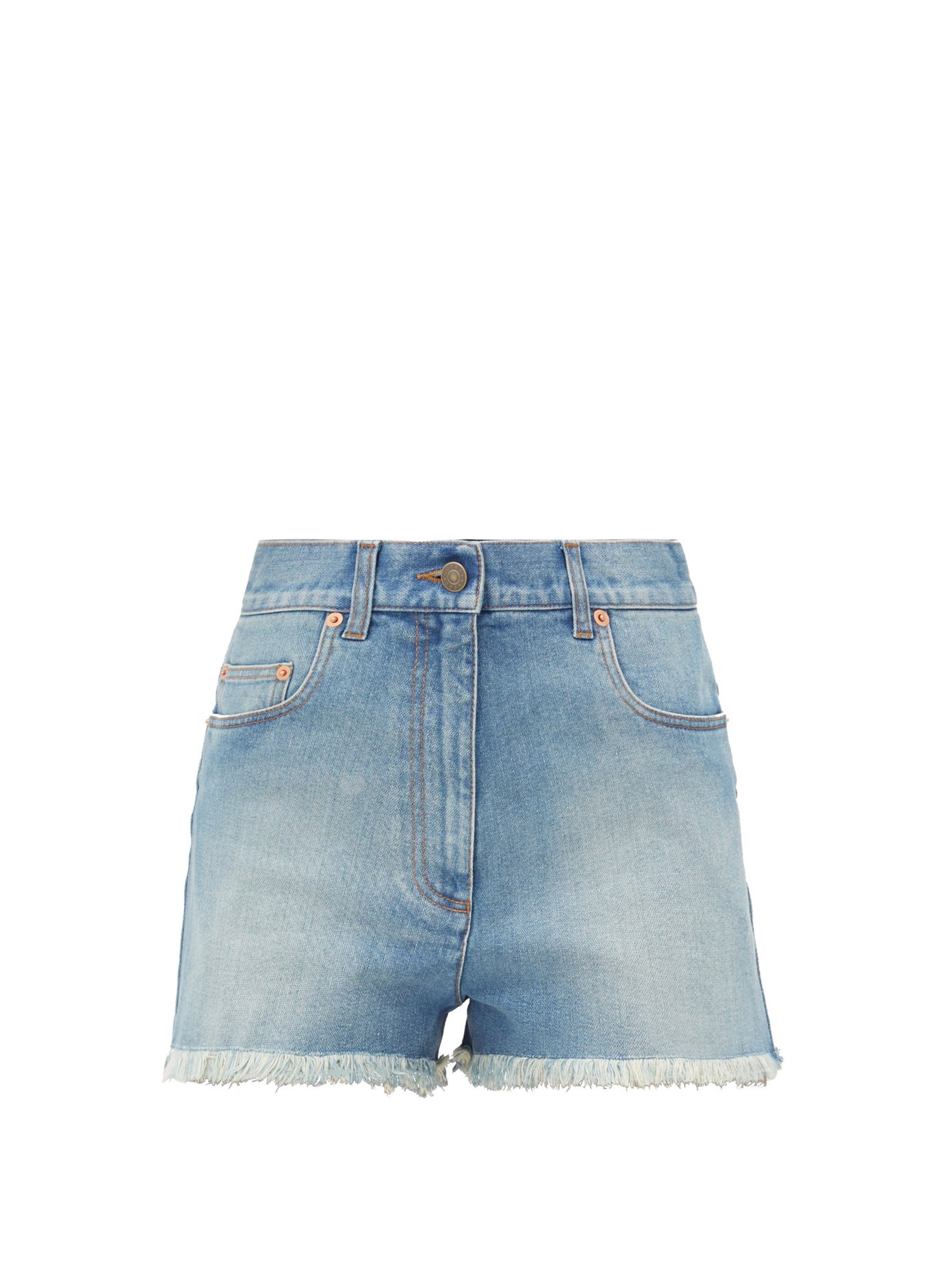 Cherry-embroidered denim shorts | Gucci 