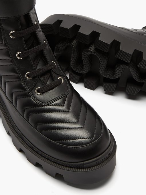 Chevron-quilted leather boots | Gucci 