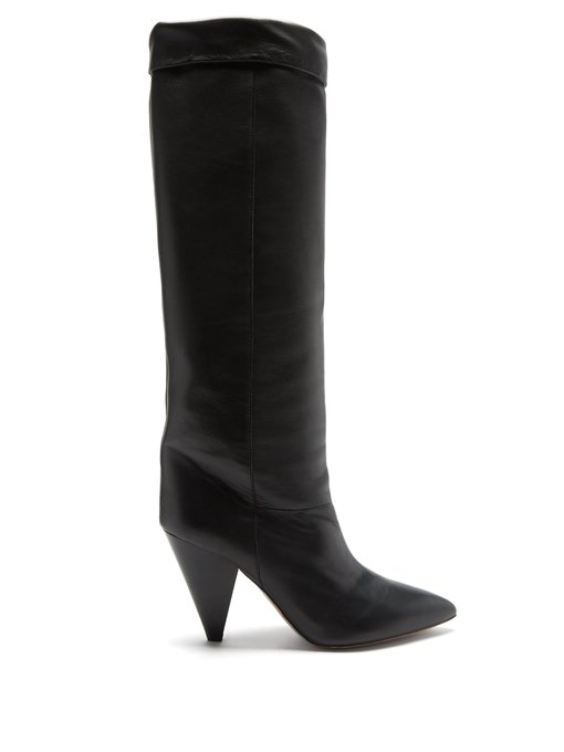 designer leather knee high boots