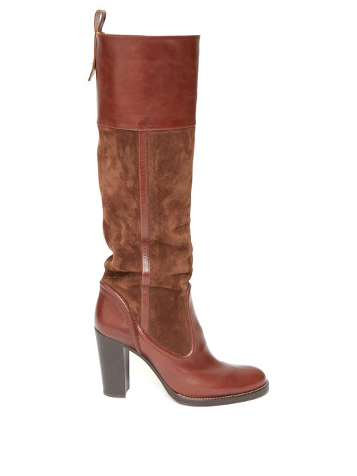 Knee-high leather and suede boots 