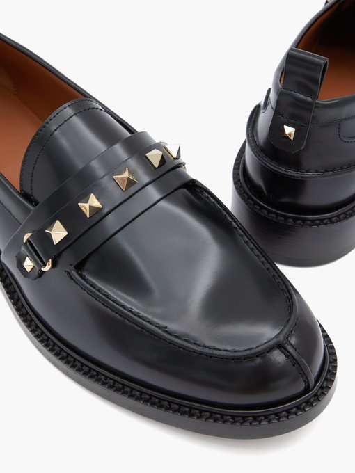 Rockstud leather penny loafers 