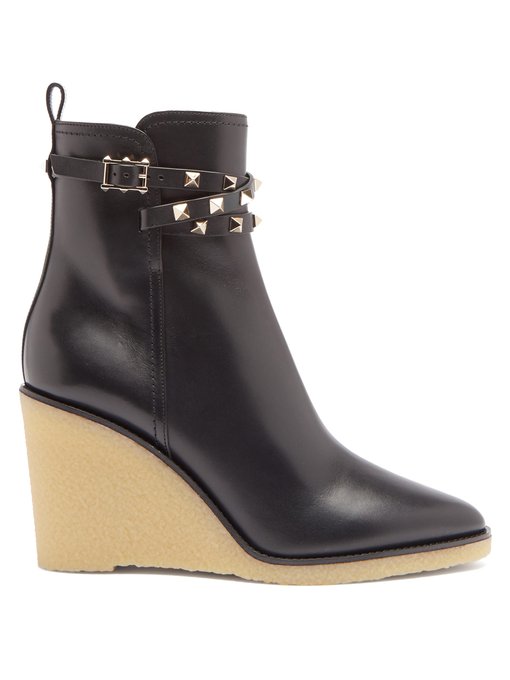 leather wedge ankle boots