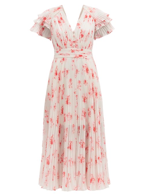 self portrait pink chiffon midi dress