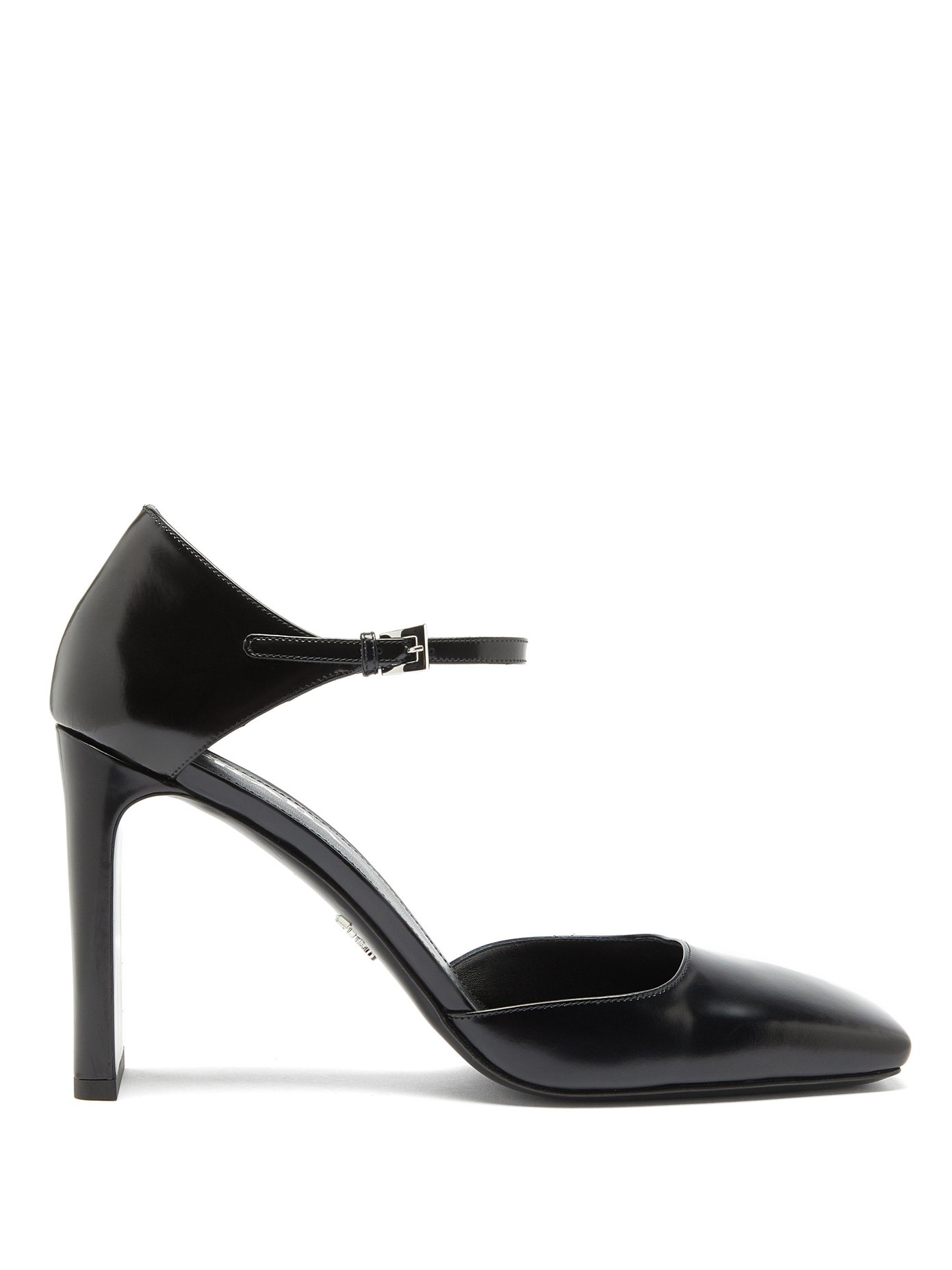Square-toe leather Mary-Jane pumps 