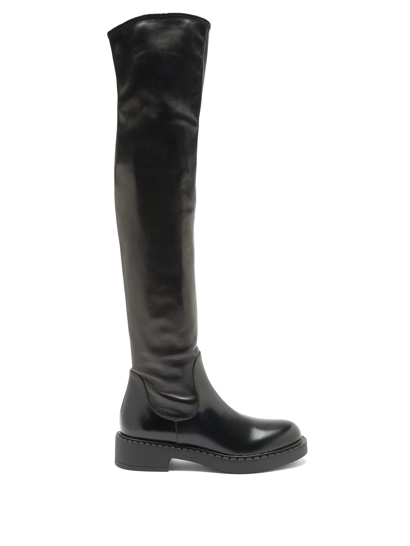 Over-the-knee leather boots | Prada 