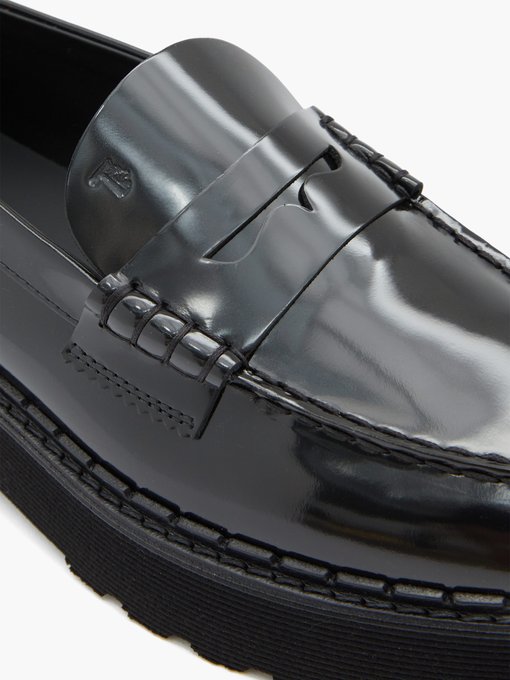 Flatform patent-leather penny loafers 