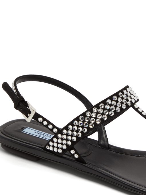 Crystal-embellished suede sandals 