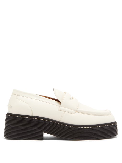 Chunky square-toe leather loafers 