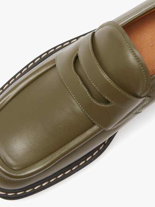 Chunky square-toe leather loafers 