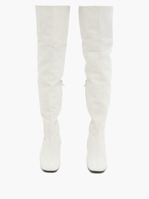 white suede over the knee boots