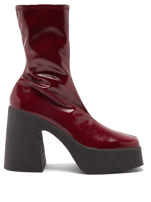 maroon leather ankle boots