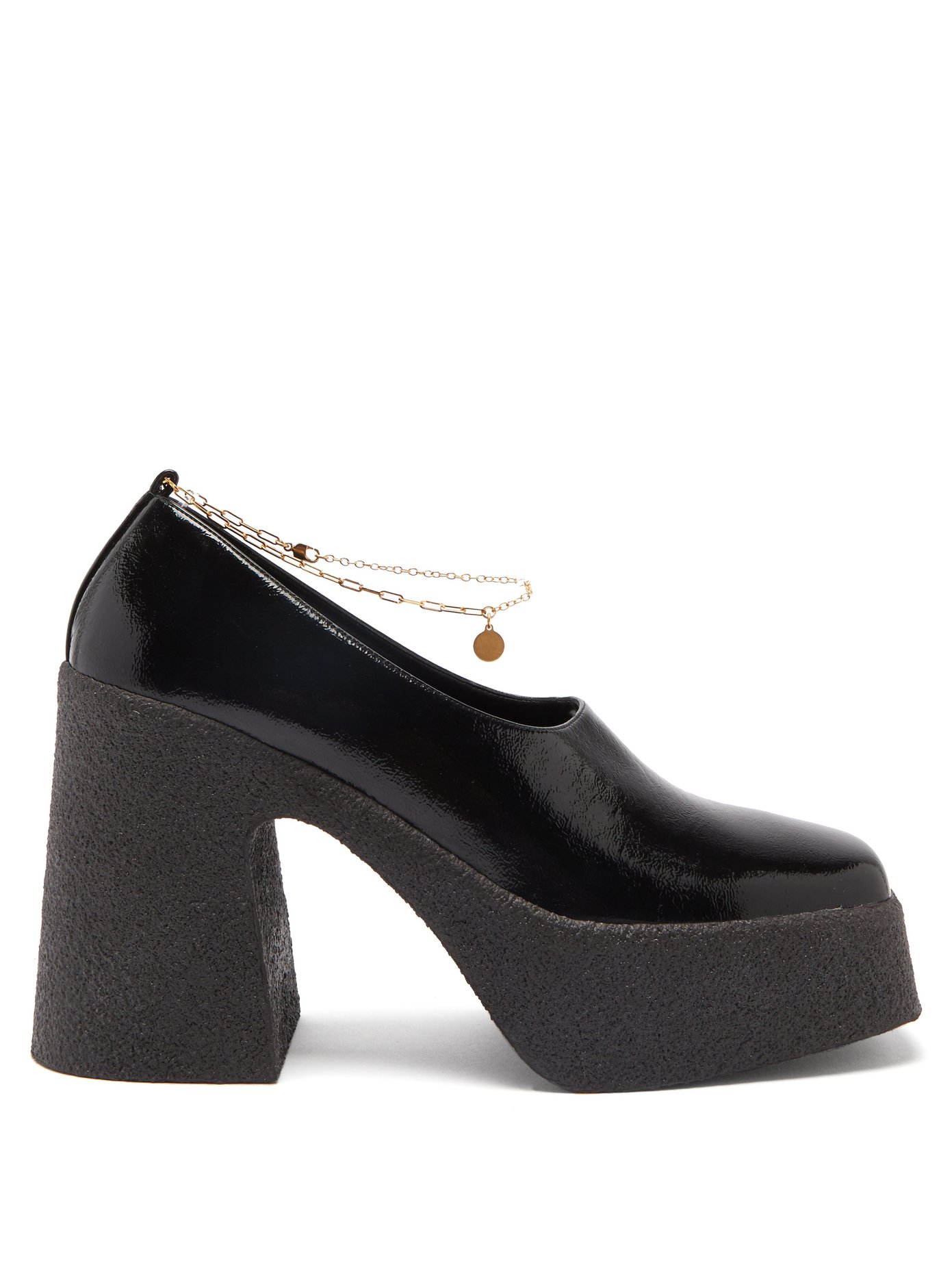 Ankle-chain patent faux-leather 