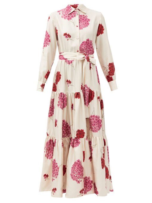 floral printed maxi shirt dress