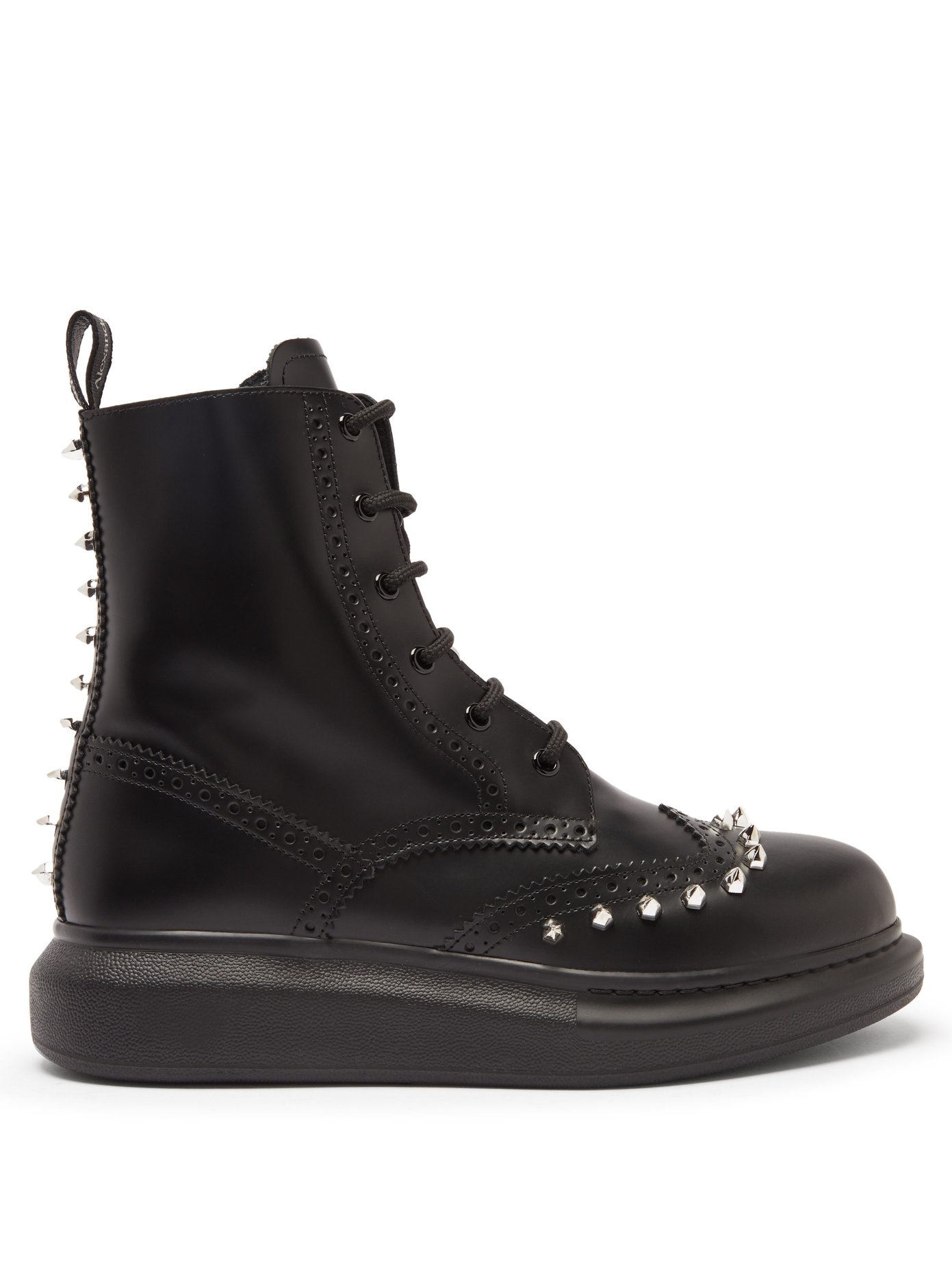 Hybrid studded leather brogue boots 
