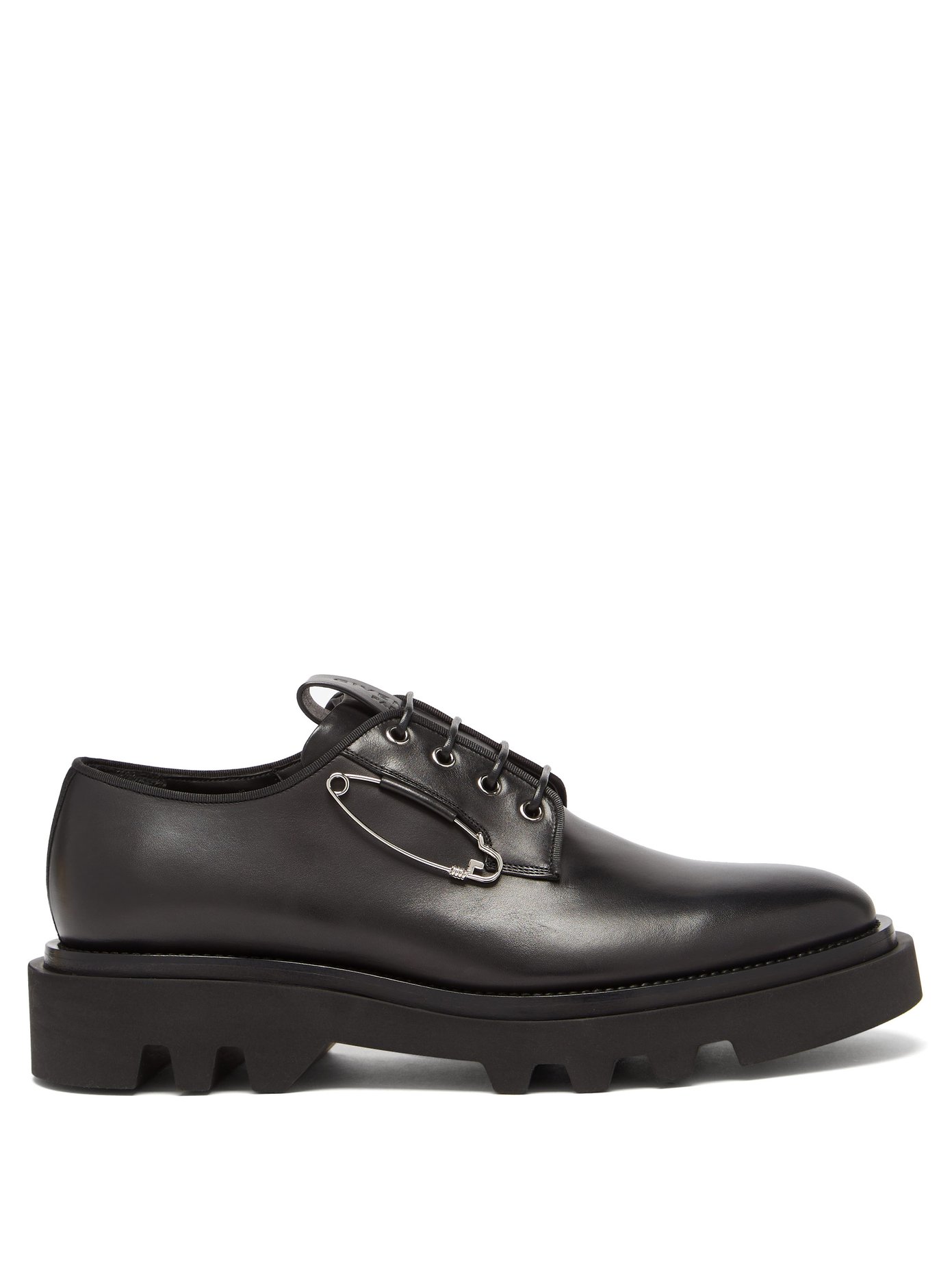 Safety-pin leather Derby shoes 