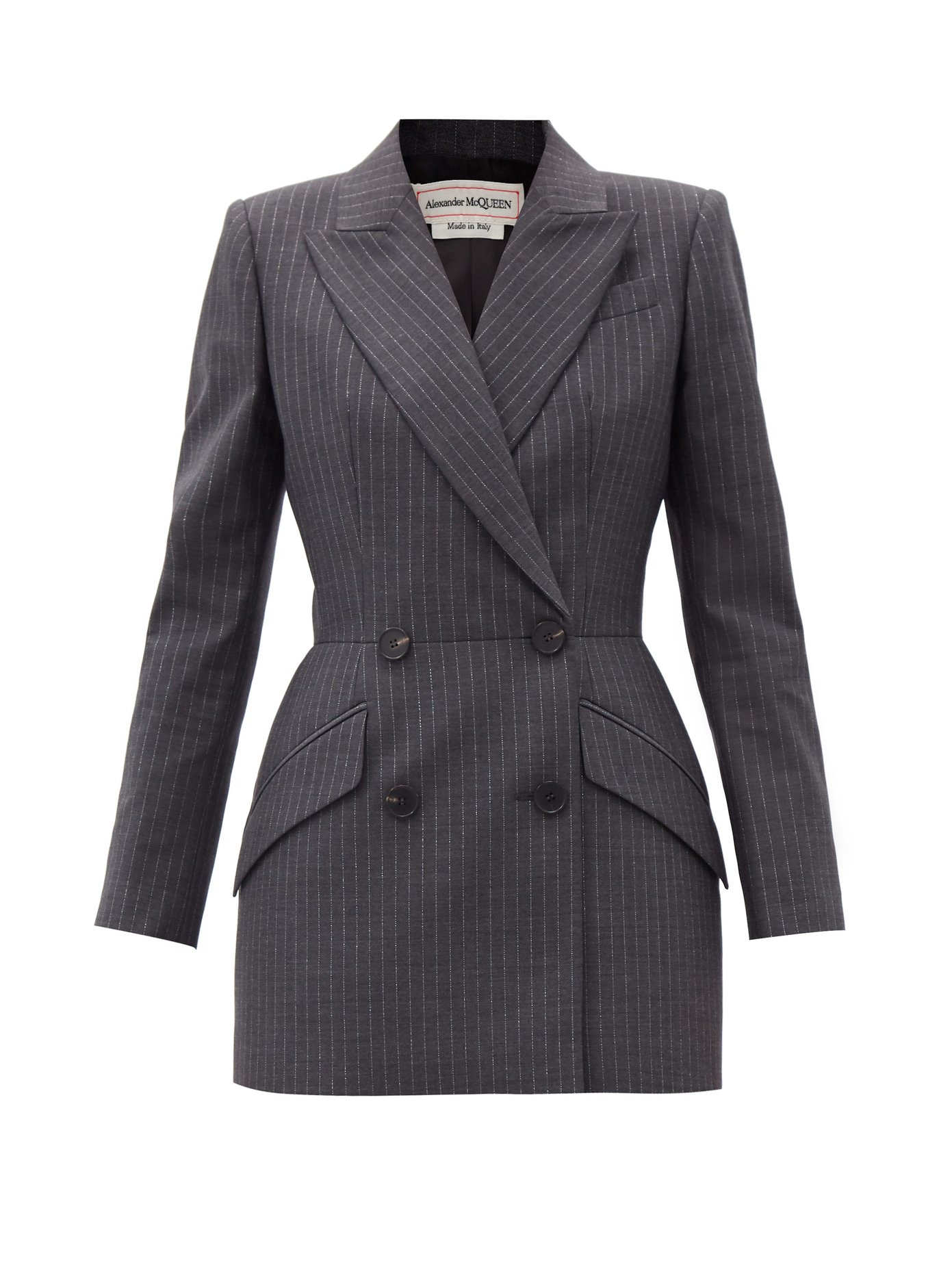 Double-breasted Lurex-pinstriped wool 