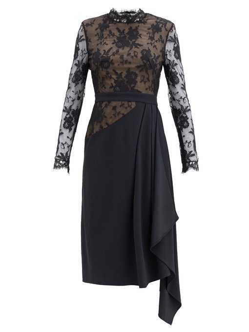 Draped crepe and lace dress | Alexander McQueen | MATCHESFASHION AU