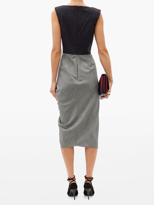 Pinstripe and checked wool-blend midi dress | Alexander McQueen ...