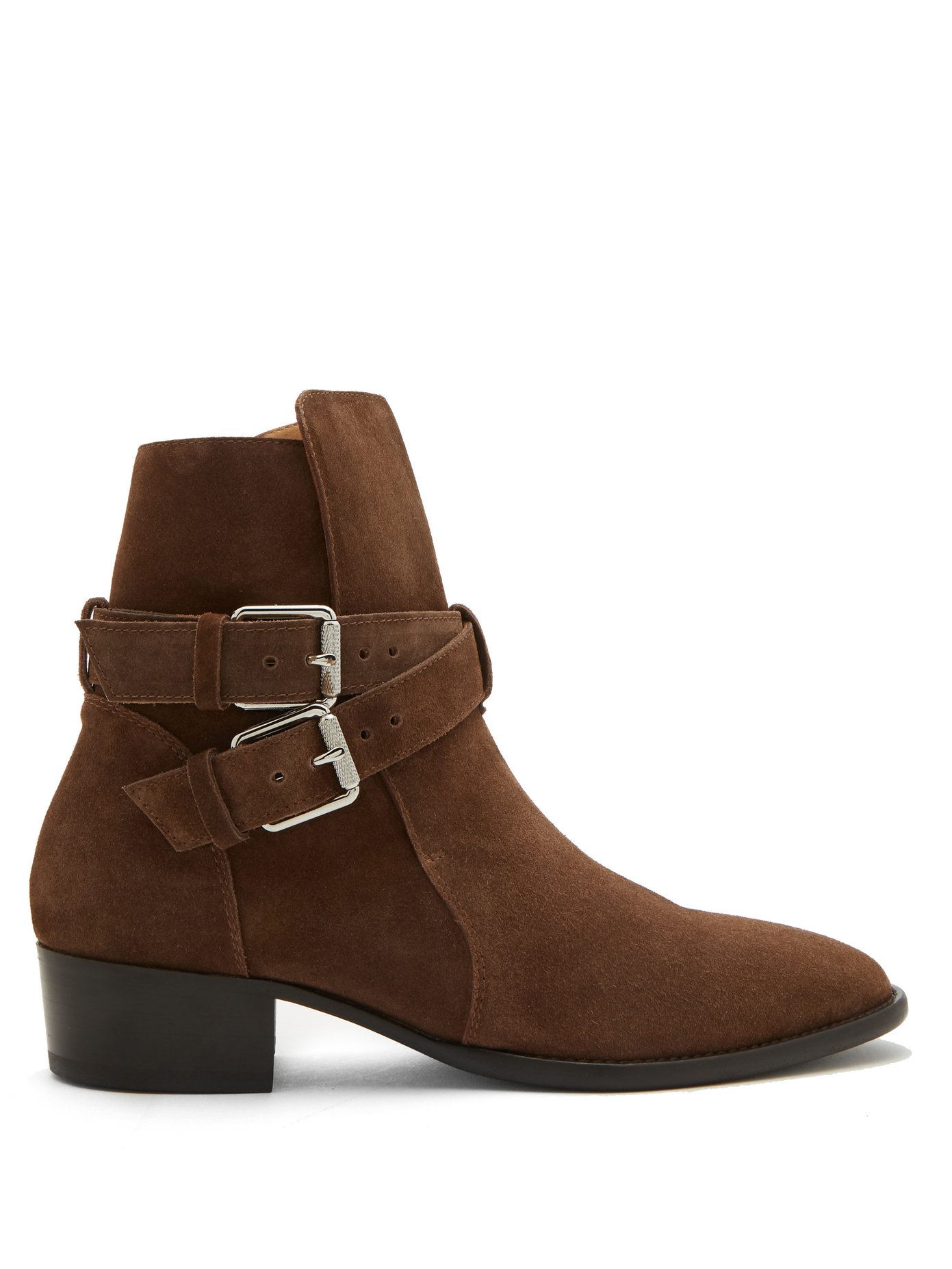 Double-buckle suede ankle boots | Amiri 