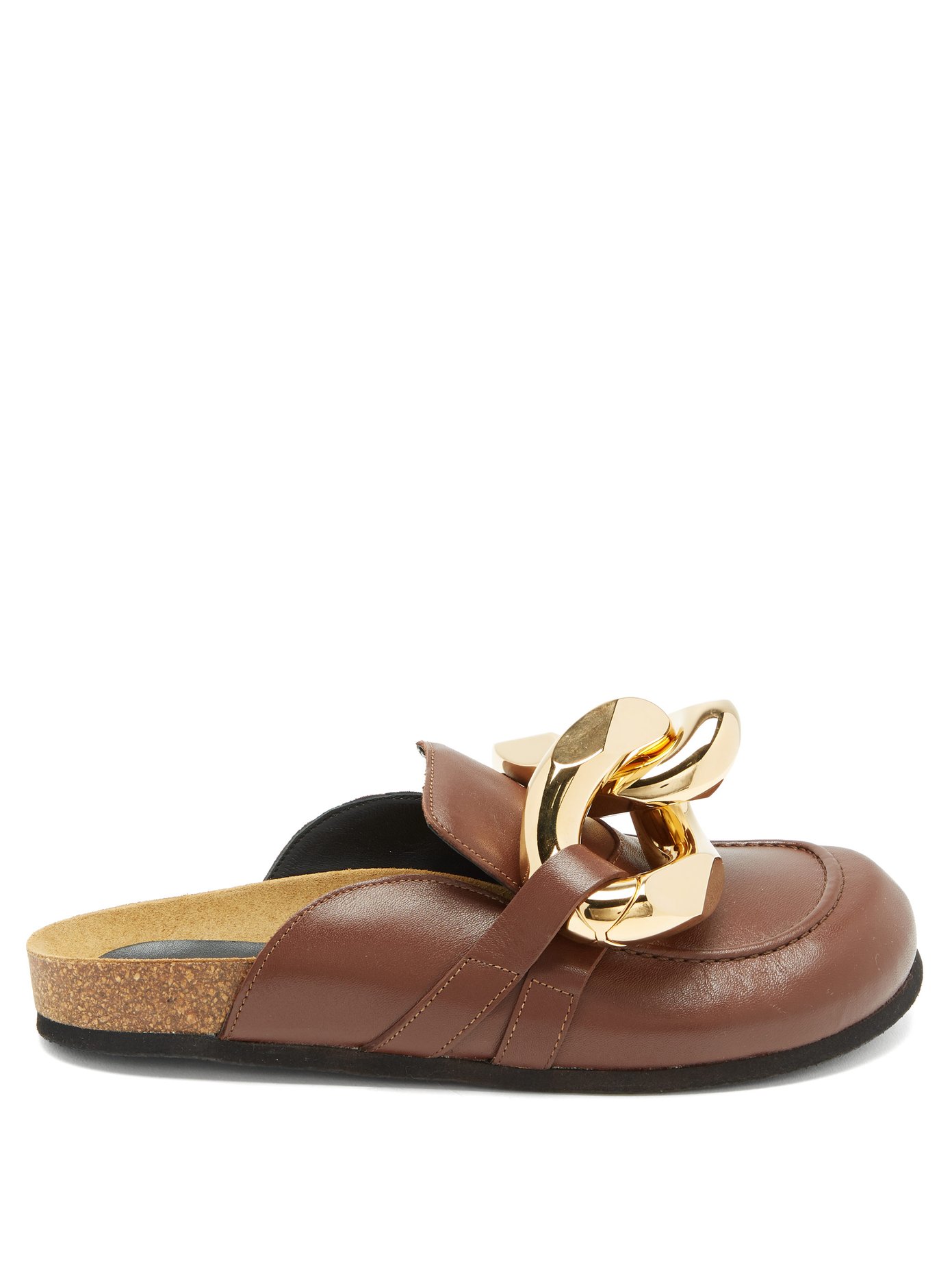 tan backless loafers