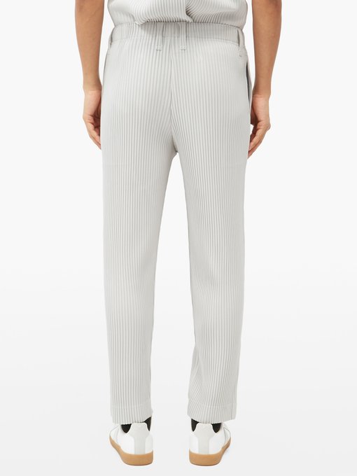 Technical-pleated straight-leg trousers 