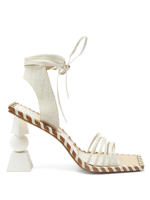 Valerie geometric-heel wraparound leather sandals | Jacquemus ...