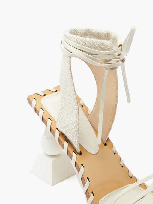Valerie geometric-heel wraparound leather sandals | Jacquemus ...