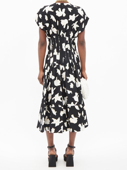Pintucked-waist pleated floral-print crepe dress | Proenza Schouler ...