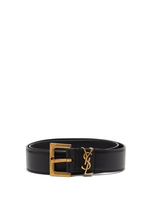 Monogram leather black buckle belt | Saint Laurent | MATCHESFASHION UK