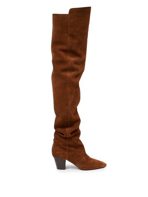 tan suede knee high boots