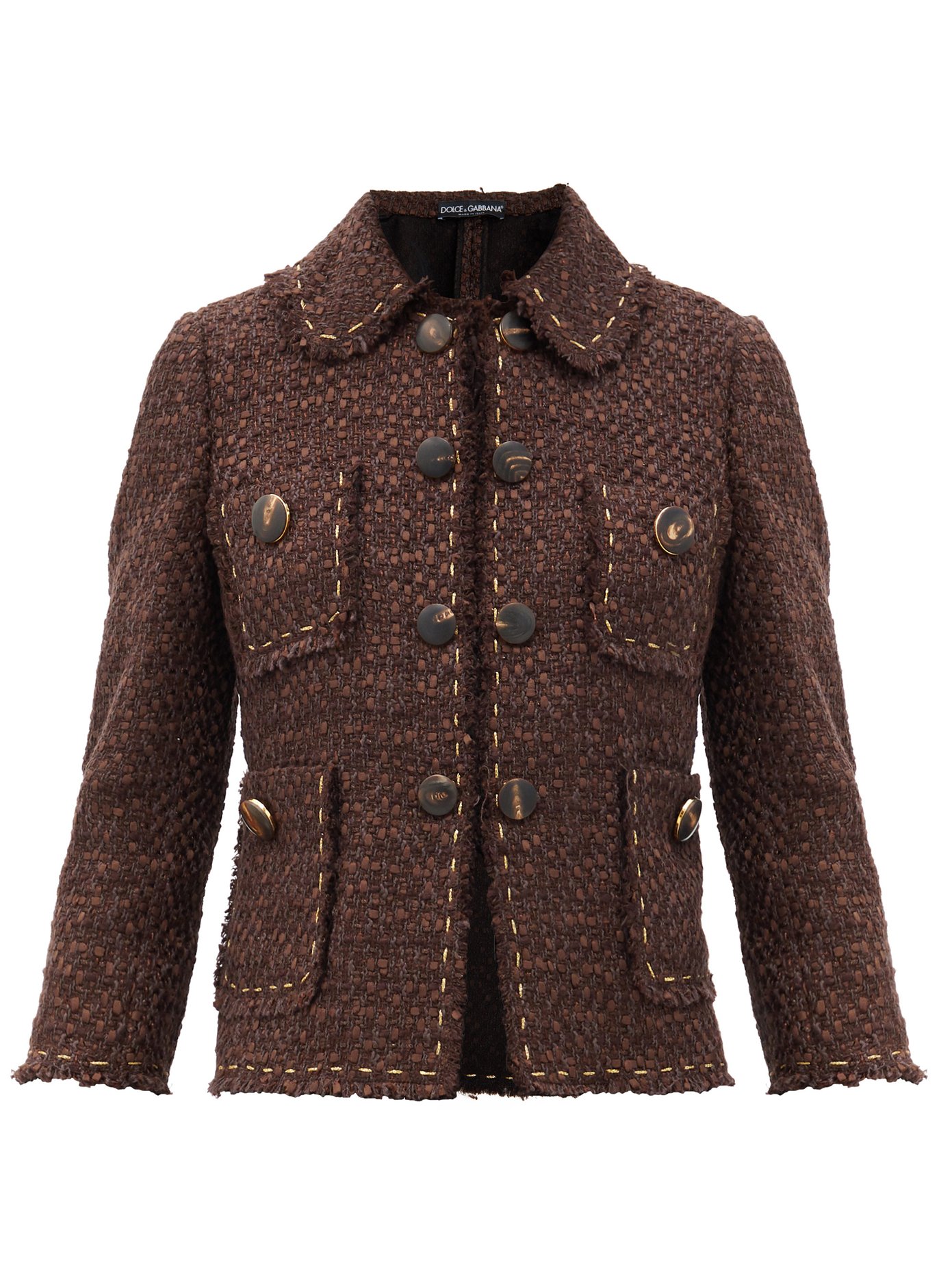 Topstitched tweed jacket | Dolce 
