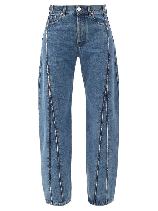 raw edge straight leg jeans
