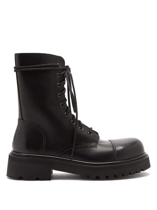 Police lace-up leather boots 