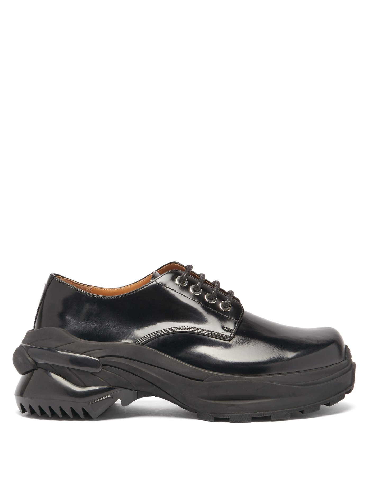 Exaggerated-sole leather derby shoes 