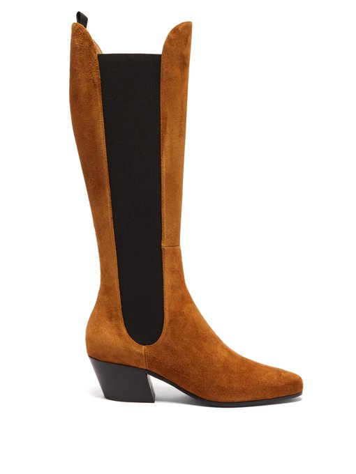 suede knee high boots tan