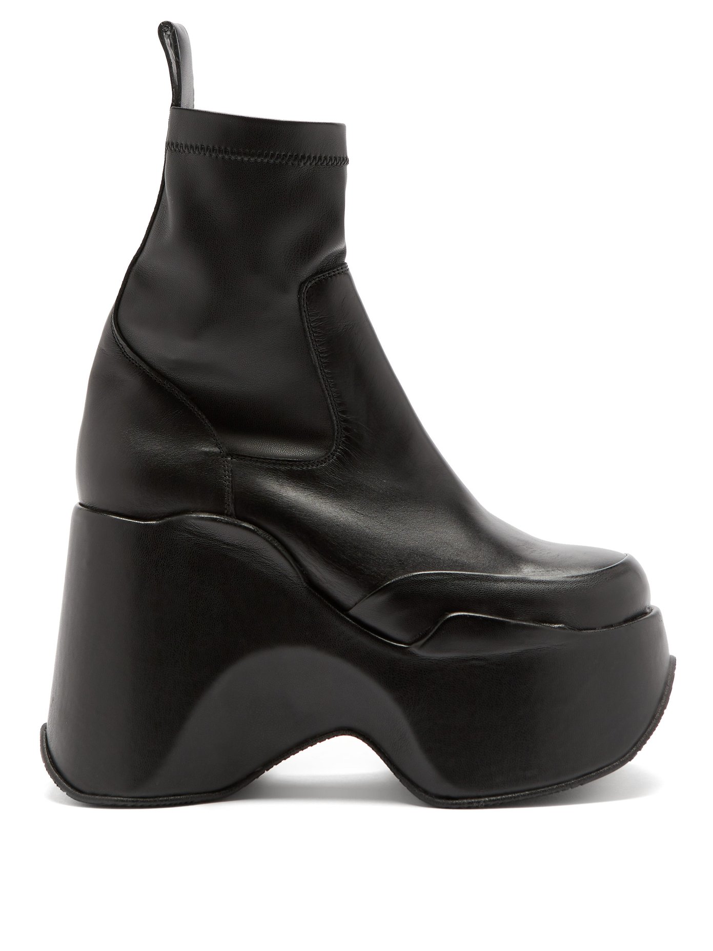 square toe leather ankle boots