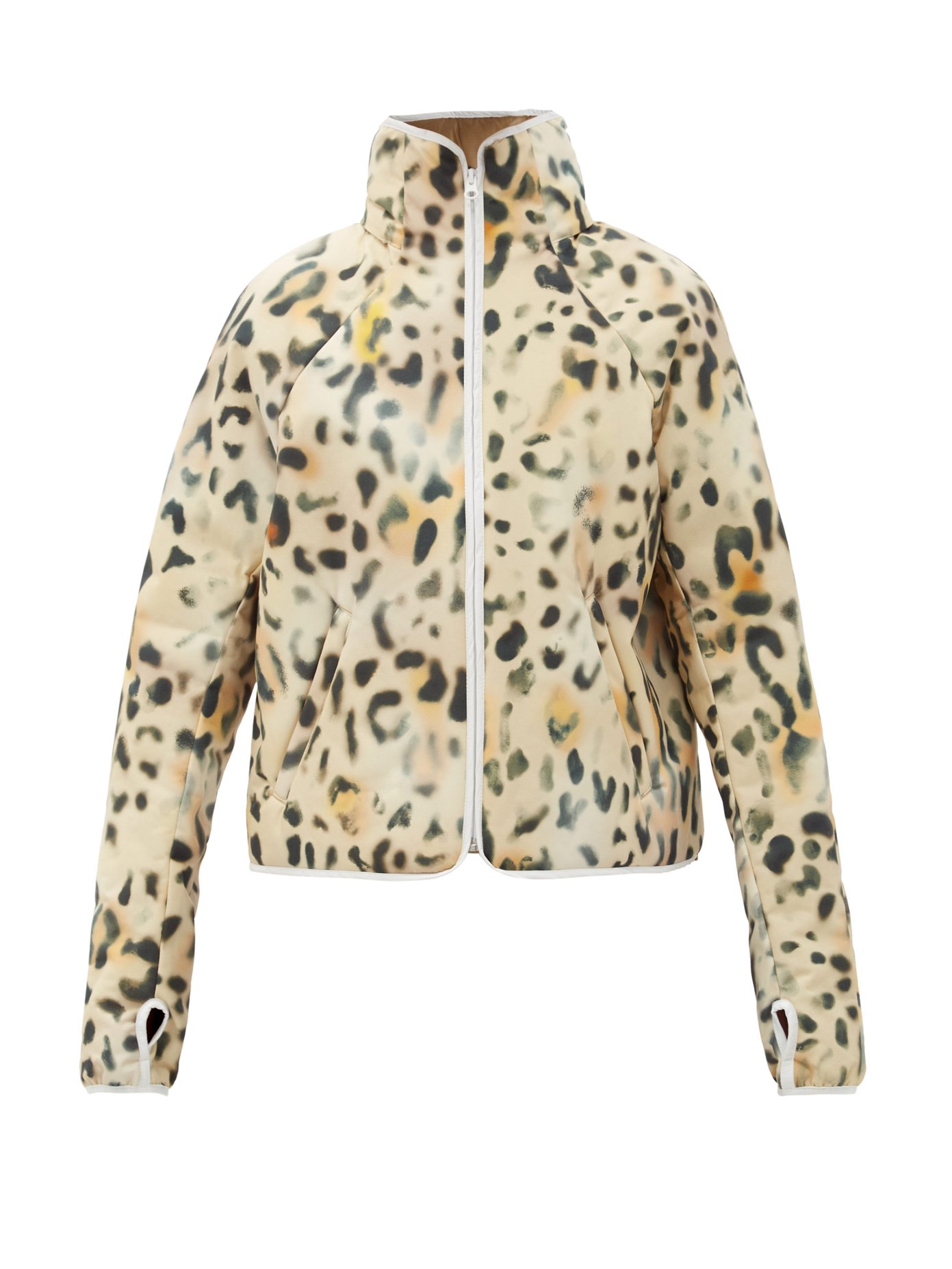 Leopard-print technical padded jacket 
