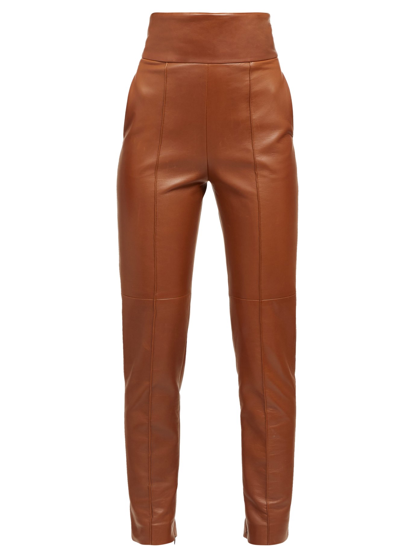 leather trousers brown