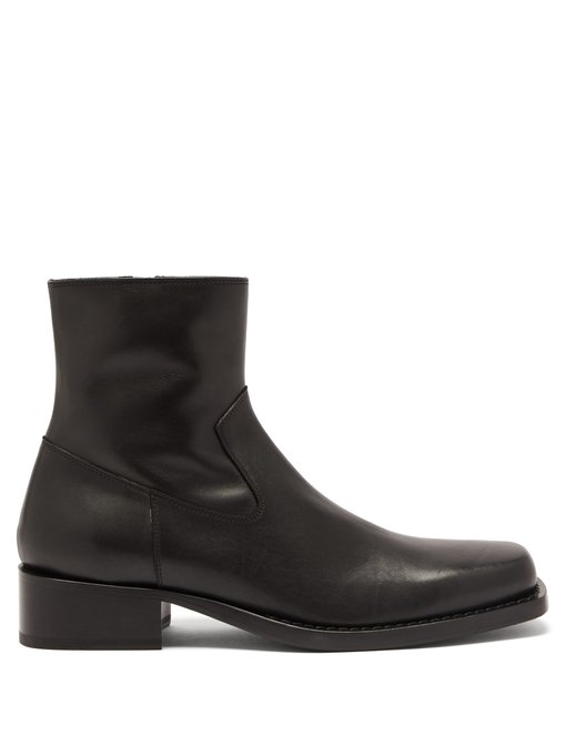Square-toe leather ankle boots | Ann 