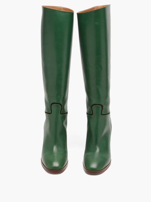 leather green boots