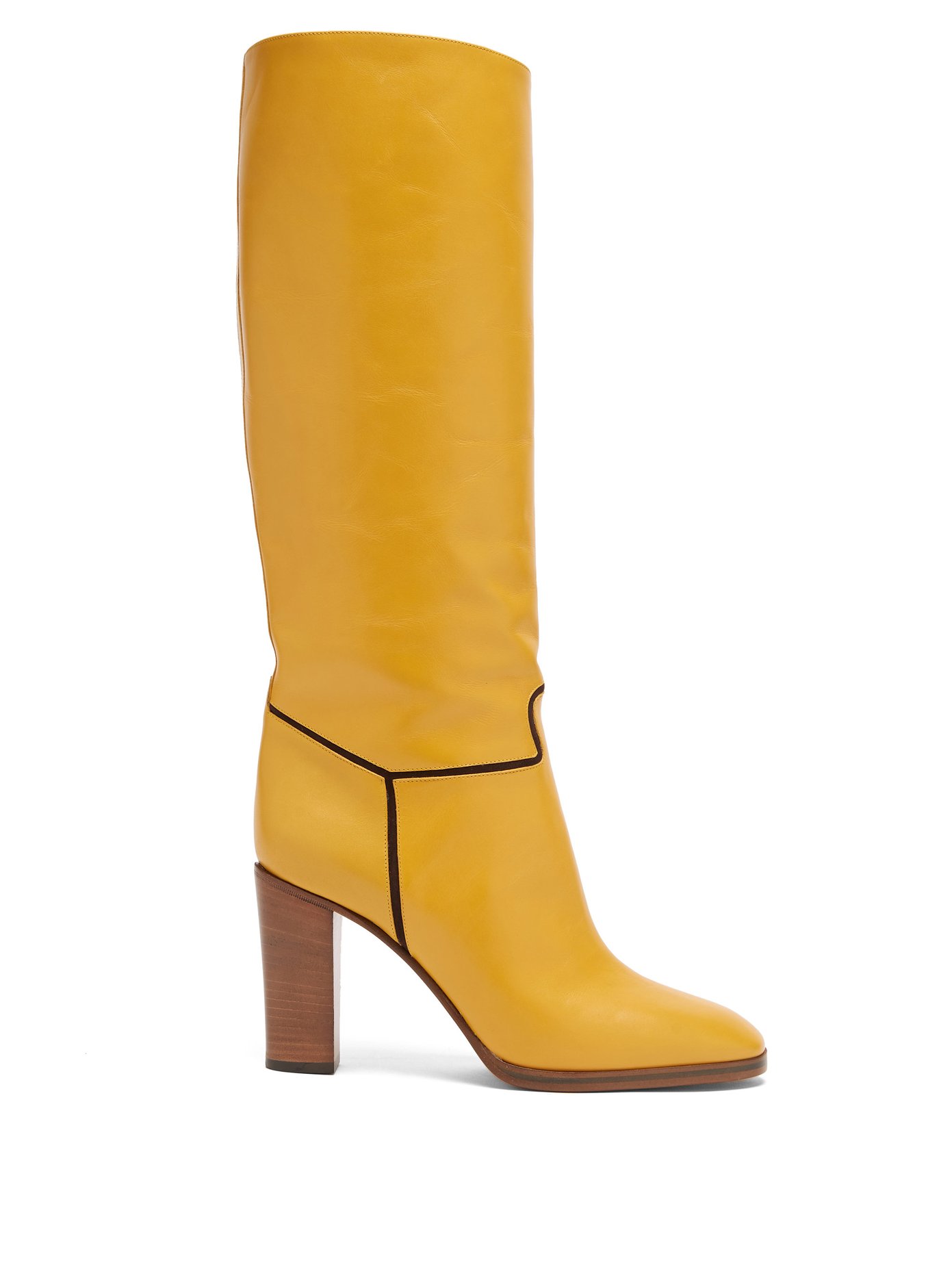 yellow knee high boots