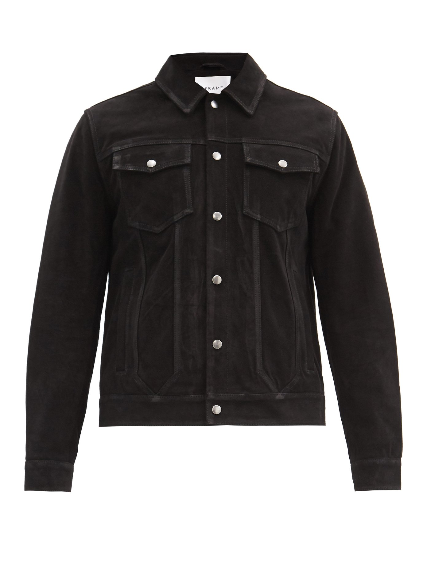 black suede trucker jacket