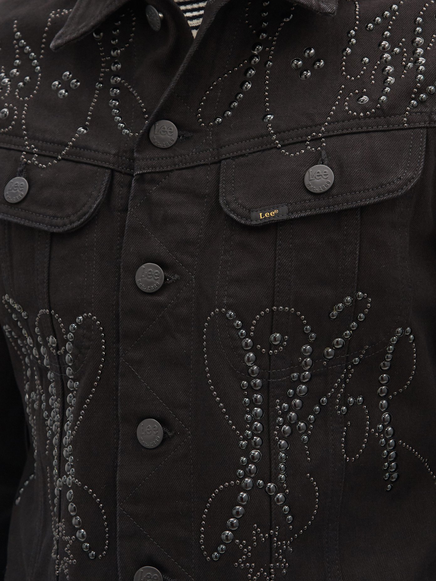 Shop Stefan Cooke X Lee Studded Denim Jacket In Black
