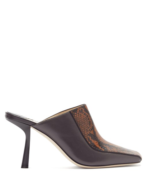 Marcel 85mm snake-effect leather mules 