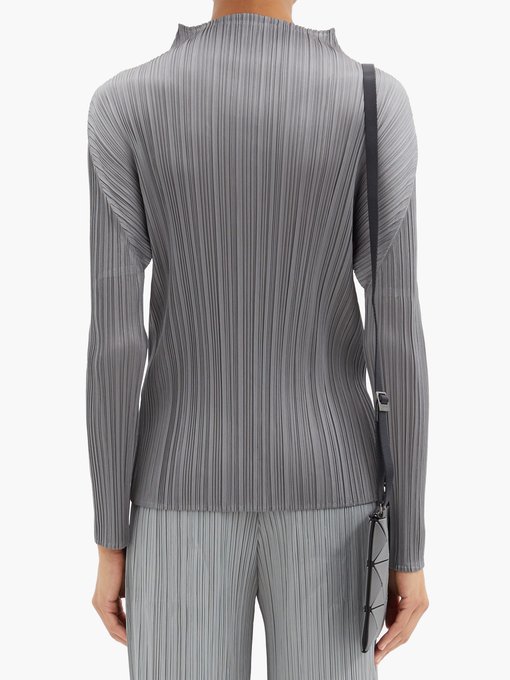 High-neck technical-pleated top | Pleats Please Issey Miyake ...