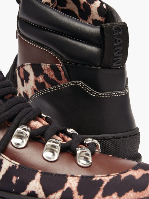 leopard print walking boots